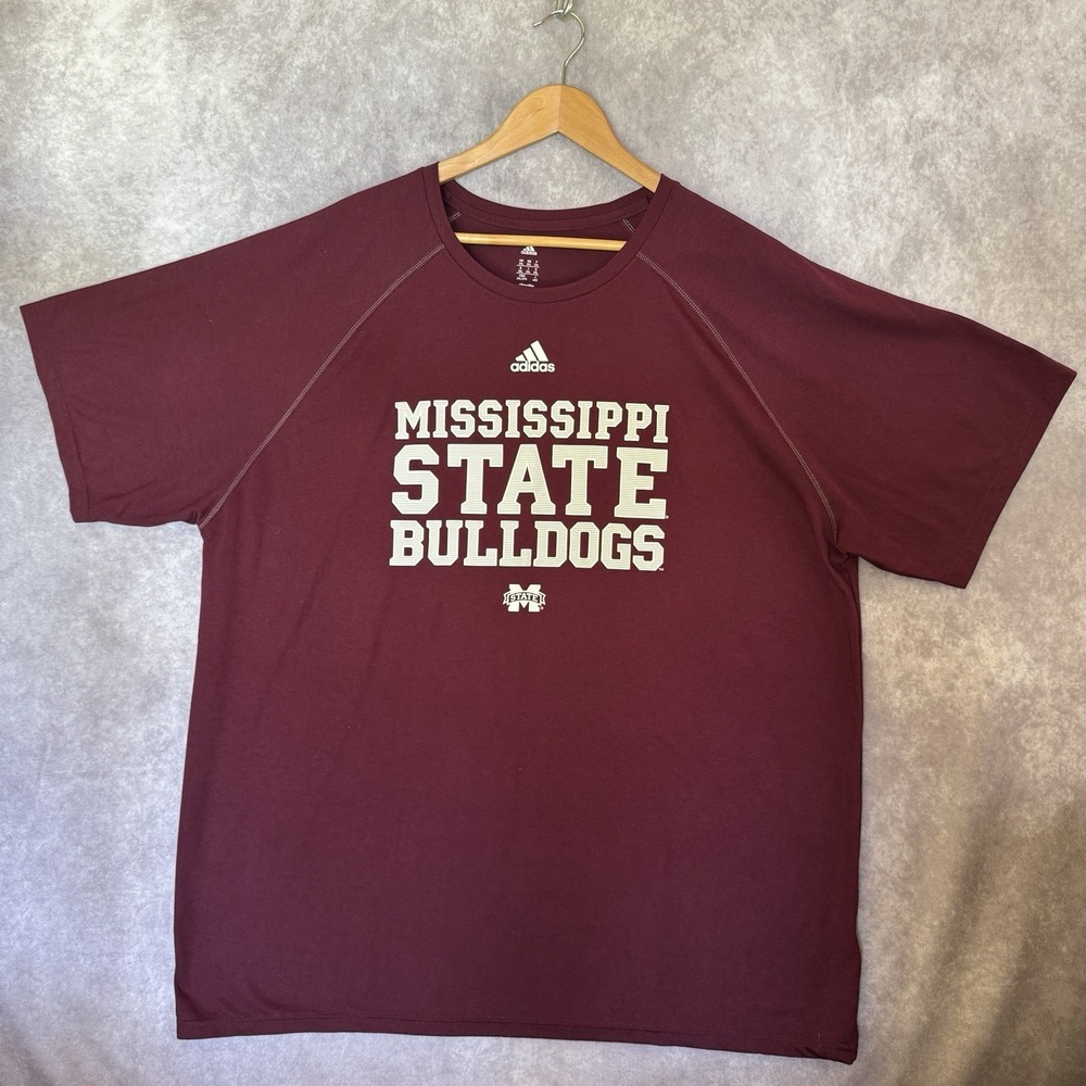 Adidas Mississippi State Bulldogs Shirt Mens 2XL Maroon Climalite Graphic Tee